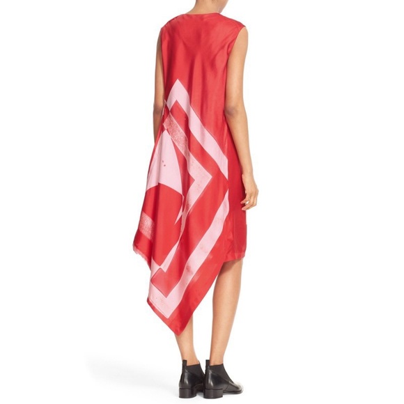 DKNY Silk Asymmetrical Graphic Midi Dress - Picture 3 of 5